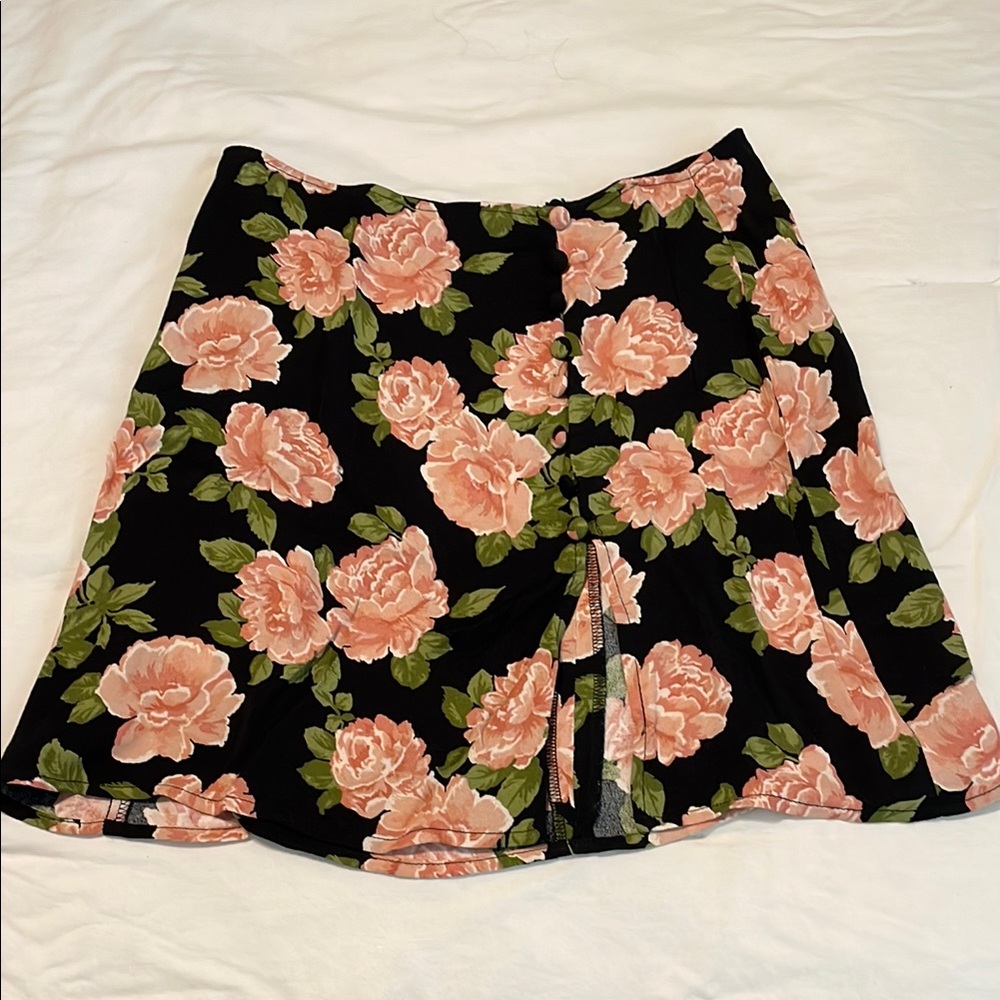 Floral Black and Pink Skirt